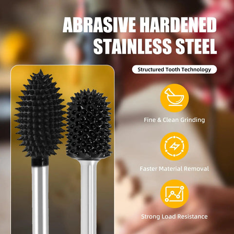 Heavy Duty Carbide Rotary Burr Set Featuring Kickass Coarse Teeth For Rapid Material Removal And Effortless Wood Carving On Foam Plastic Rubber And Dremel Compatible Rotary Hand Tools - Abrasive hardened stainless steel cutters