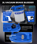 3L Vacuum Brake Bleeder Kit With Pneumatic Fluid Extractor showing built-in silencer and air valve inlet