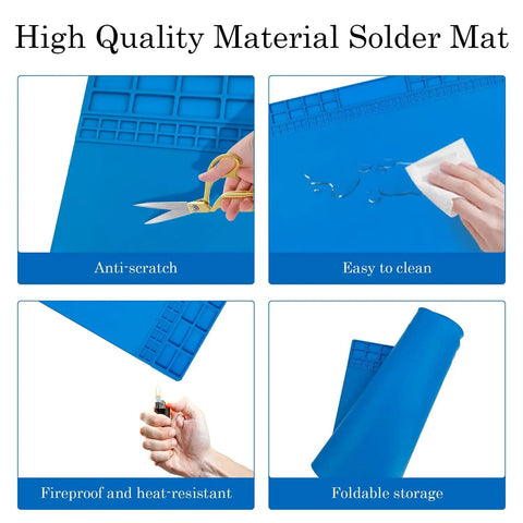 Oversized Soldering Mat 27.6 by 15.7 Inches Heat Resistant Silicone Workbench Surface durability and features showcase