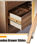 Killer Strength Wood Drawer Slides 16 Inch Bottom Mount Heavy Duty Beech Hardwood With Steel Glides installed in a wooden cabinet.