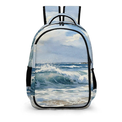 Coastal Beach Seascape Printed Unisex Backpack With Large Capacity For Travel School Or Day Trips Durable Polyester Material Breathable And Easy To Clean Smooth Zipper Ocean Vibe Everyday Carry Bag