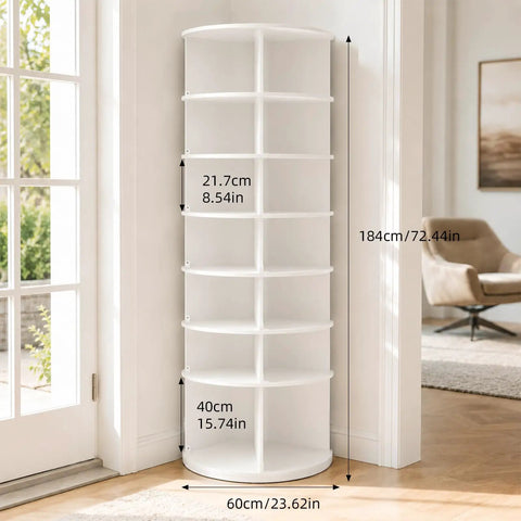 Dope Space-Saving 7-Tier Rotating Shoe Rack With Breezy Assembly And Anti-Tip Strap, Perfect For Entryways, Bedrooms, And Dorms