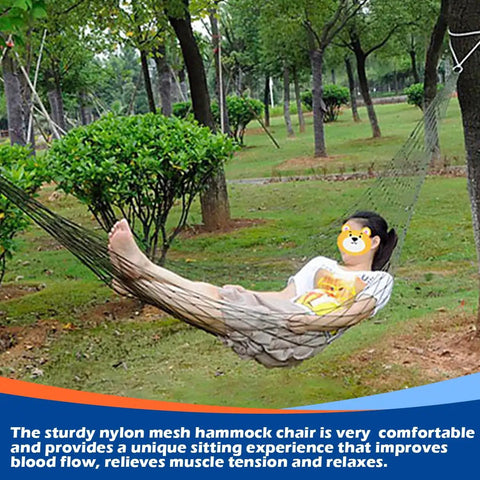 Durable Nylon Hanging Hammock For Outdoor Camping And Chill Lightweight Yet Strong Sleeping Net Bed Easy Quick Setup High Strength Rope Hammock Green Color used in park