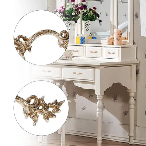 Premium Zinc Alloy Antique Silver Cabinet Pulls for Kitchen Drawers and Cupboards 10 Pack 2.5 Inch Center Spacing close-up on ornate handle design.
