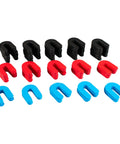 Heavy Duty Shim Set For Two Post And Four Post Lifts With Blue One Sixteenth Inch Shims Red One Eighth Inch Shims And Black One Quarter Inch Shims Fifty Pieces Each 150 Total displayed on white background