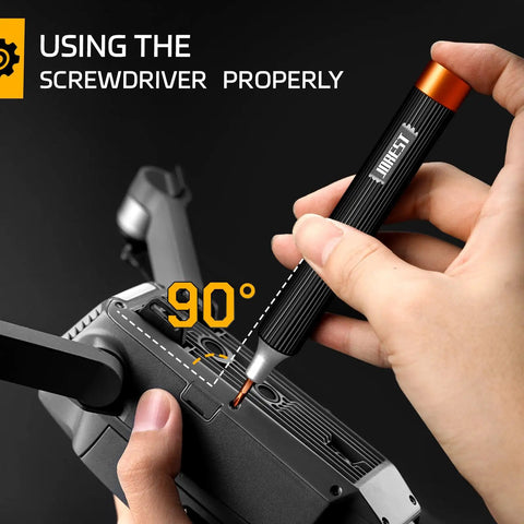 Using 32 In 1 Magnetic Precision Screwdriver Set With Torx Bits to repair electronics with a precise 90-degree angle
