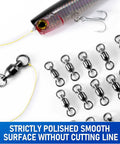 30 Pack Ball Bearing Swivels For Fishing Tackle Heavy Duty Stainless Steel Welded Rings Barrel Swivel Hook Line Connector With Black Nickel Coating Saltwater And Freshwater Ready Size 0 Twist Free 360 Degree Rotation, black nickel swivels with lure and line