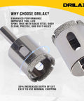 Drilax 1-inch diamond drill bit set, 2 pcs, triple-coated for granite, quartz and ceramic tiles.