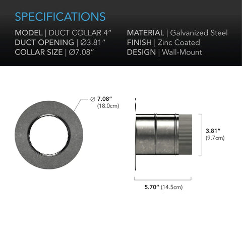 Four Inch Galvanized Steel Ducting Takeoff Collar With Rock Solid Crimped Rims For Smooth Airflow And Zero Sweat Tumble Dryer Bathroom Fan Range Hood Install That Keeps Particles Out With An Airtight Flat Brim Seal