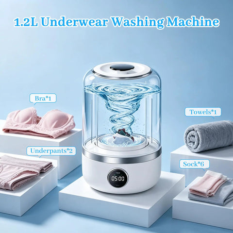 Rechargeable Mini Portable Washing Machine For Underwear And Baby Clothes Compact Travel Laundry Cleaner Lightweight 1.2L size.