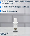 Moen 1224 Replacement Cartridge 2 Pack For Tub Shower And Two Handle Faucets, Aftermarket Brass 1224B And Plastic Valve Cartridges