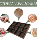 Vintage Rustic Wooden Jewelry Tray 12 Compartment Ring Earring Storage Holder With Solid Wood Build For Bedroom Dresser Desktop Accessory Caddy displayed with accessories and usage examples.