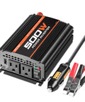 Ride Ready 500W Car Power Inverter Converts 12V DC To 110V AC With Dual USB Ports And Slick Compact Build. 500W inverter with dual USB ports.