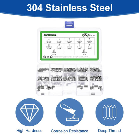 Premium 304 Stainless Steel Allen Hex Socket Internal Drive Cup Point Grub Screw Assortment Kit Heavy Duty Pro Grade Hardware Built Like A Tank For Home And Shop Top Shelf Fasteners