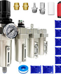 Beefed-Up 3/4 Inch NPT Heavy Duty Industrial 4 Stage Air Drying System With Particulate Filter, Coalescing Filter, Desiccant Dryer And Air Regulator For Plasma Cutter And Paint Spray Auto Drain