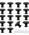18 Pack Matte Black Cabinet Knobs And Drawer Pulls, 30mm Diameter, Includes Short And Long M4 Screws for Kitchen Cabinets