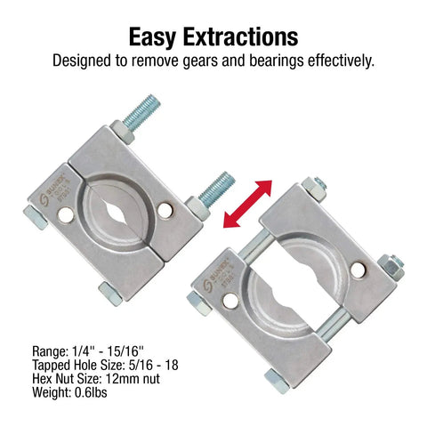 Image of Heavy Duty Bearing Splitter Tool for 1/4-15/16 inch gears and bearings, pro grade drop forged steel with zinc plated finish.