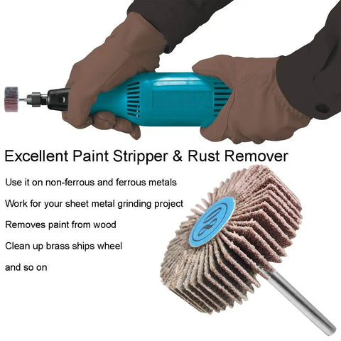 80 Grit Flap Wheel Sander Set For Rotary Tools With One Eighth Inch Shank Cone Shape Abrasive Sanding Bits For Grinding And Polishing