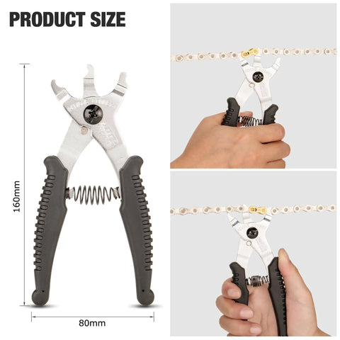 Master Link Pliers For Bikes, 2 In 1 Chain Tool For Quick Link Install And Removal, One Hand Operation, Fits Up To 13 Speed Chains