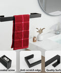 Rustproof 5 Piece Bathroom Hardware Set In Brushed Gold Stainless Steel SUS304 Includes 16 Inch Hand Towel Bar with red towel