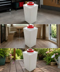 Heavy Duty RV Fresh Water Tank For Camping And Farm Use, Vertical Water Storage Container With Threaded Connection in outdoor setting