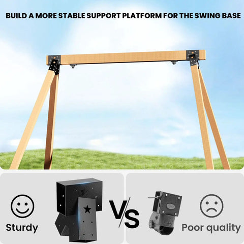 Heavy Duty A-Frame Swing Set Brackets Kit For Porch And Yard 2 Black A-Frame Brackets With 2 Swing Hangers And Mounting Hardware Weatherproof Steel No Fuss Install Built To Last