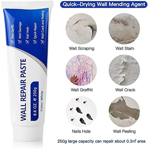 Drywall Patch Repair Kit 250g With Scraper Quick Dry Putty For Holes Cracks And Dents On Concrete And Plaster Waterproof Multi Function Repair Paste