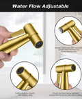 Half Inch NPT Stainless Steel Bidet Sprayer Kit For Toilet, Brushed Gold Handheld Shattaf Attachment for adjustable water flow