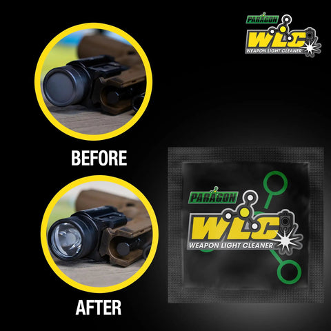 Weapon Light Cleaner Wipes 10 Pack For Tactical Rail Mounted Flashlights And Gun Lights Pro Grade Removes Carbon Buildup And Restores Full Light Output Non Abrasive Safe On Lenses And Optics, before and after lens cleaning