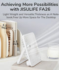 Rechargeable Desk Fan With 4500mAh Battery And 180 Degree Foldable Design portable personal fan on a book next to a glass