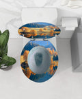 Toilet Seat Round Resin Lake Bathroom with autumn scenery design, 14.5" x 16.5", fits most standard toilets.