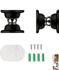 Magnetic Door Catch Kit For RVs And Campers Black Door Stopper with adhesive strips, screws, for RV trailers and motorhomes.