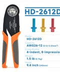 Top Notch IWISS Diesel Grade Deutsch Crimper for Heavy Duty 12 To 26 AWG with ratchet handle and adjustable screw features.