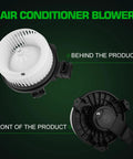 Heavy Duty 2 Pin Hvac Heater Blower Motor Assembly Drops Right In For Toyota Corolla Rav4 Matrix Scion Xb Tc Pontiac Vibe top and bottom views.