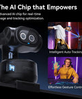 Next Level Dual Camera AI Powered PTZ 4K Webcam featuring AI chip, auto tracking, and gesture control for live streaming.