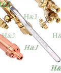 Beefy Heavy Duty Acetylene And Oxygen Cutting Welding Torch Kit With Handle And Cutting Attachment Three Piece Set Durable Brass And Stainless Steel Victor Type Ready For Multiple Gas Options Cutting Nozzle Tip Included with focus on copper nozzle and brass valves.