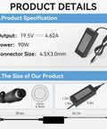 90W AC Adapter For Optiplex Micro Desktop PCs 19.5V 4.62A Fast Charging 100 240V Input 4.5X3.0Mm Connector product details