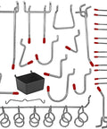 114 Piece Pegboard Hook Set With Metal Hooks Bins And Locks For Garage Organization Fits Standard One Eighth And One Quarter Inch Pegboards With One Inch Spacing Perfect For Tool Storage And Workshop Makeover including hooks and a bin