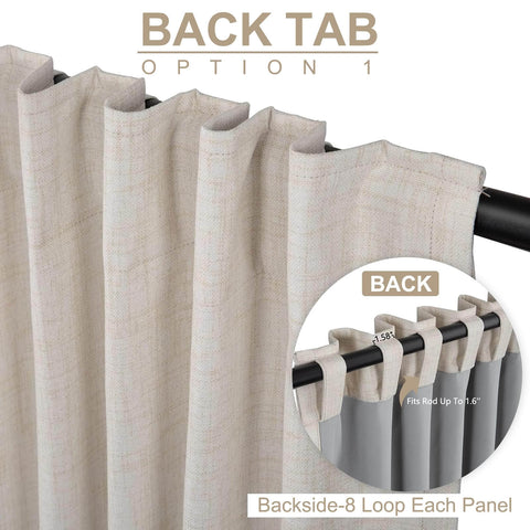 Ultimate Blackout Sliding Door Curtains For Living Room Darken The Space With 100 Percent Blackout Thermal Insulated And Noise Reducing Back Tab And Rod Pocket 1 Panel Set 100 Inch Wide By 84 Inch Long Cream showing back tab and rod fit details