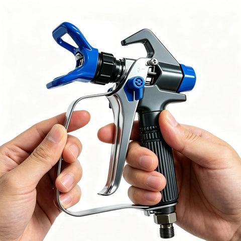 Pro Level Airless Paint Sprayer With 850W Motor For House Painting And Diy Furniture, featuring a handheld spray gun with blue accents.