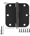 Matte Black Door Hinges 24 Pack 3.5 Inch By 3.5 Inch Interior Hinges With Five Eighth Inch Radius Rounded Corners 2.2mm Thick