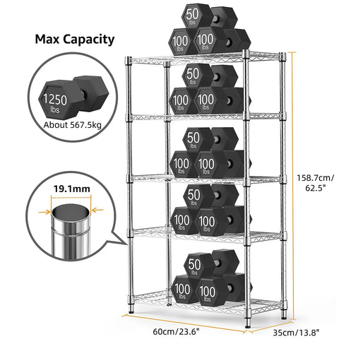 Built Tough Heavy Duty Five Tier Steel Wire Shelving Rack That Holds Everything You Got For Garage Kitchen And Office Spaces Thanks To Rock Solid Frames Massive Weight Capacity Making Organization An Absolute Breeze Daily