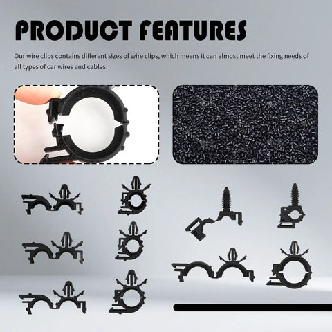 Five Size Car Wire Loom Clips Kit With Push In Design For Storing, Protecting And Tidying Cables, 130Pcs detail image