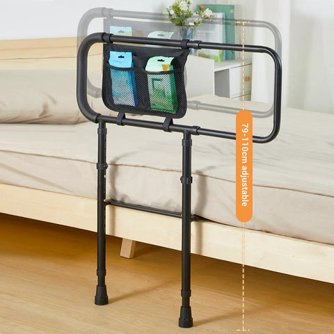 Sturdy Height Adjustable Bed Rail With Handy Storage Pockets For Elderly Safety, Supports Up To 400 Lbs, Fits Single Twin Full Beds