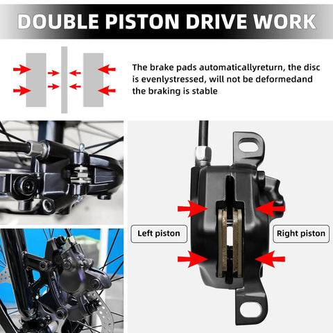 Beefy Hydraulic Disc Brake Set For Mountain Bikes, 2 Piston, Front 800mm And Rear 1550mm mechanism close-up