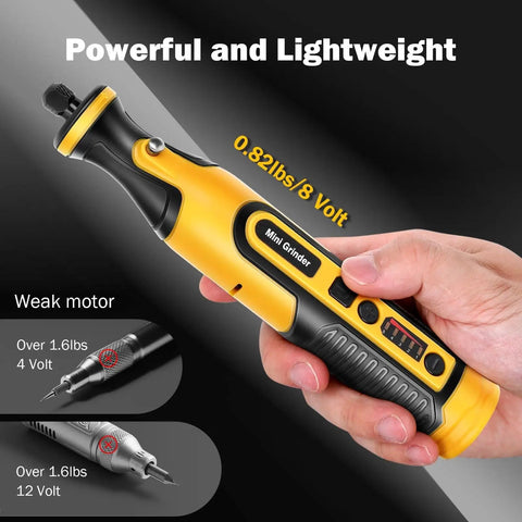 Badass Mini Cordless Rotary Tool And Angle Grinder Kit With Five Adjustable Speed Levels For Precise Engraving Rough Cutting And Slick Polishing On Wood Metal Or Dense Composite Surfaces, handheld mini grinder