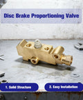PV4 brass disc brake proportioning valve on a workshop bench with wrenches nearby