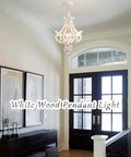 Farmhouse Rustic Wooden Chandelier With Four Lights In Antique White Finish for dining room delivering cozy French country vibe