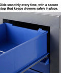 Close-up of blue drawer in 100 Drawer Parts Cabinet With Mega Capacity For Garage Shop Tools, Ultimate Bolt Organizer And Hardware Bin