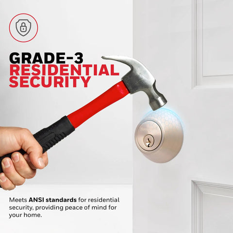 Grade-3 security test on Single Cylinder Front Door Deadbolt Lock Set With Anti Bump Protection, Satin Nickel Finish